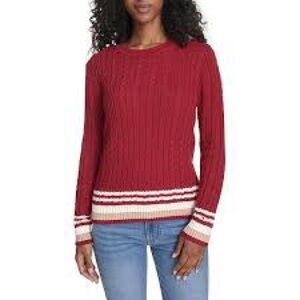 Tommy Hilfiger Women's Red Cable Knit Sweater MD In used